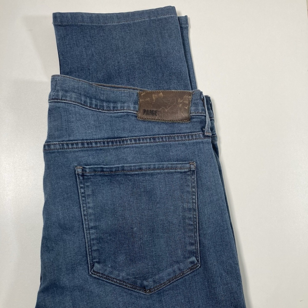 Paige Lennox Jeans Men's 36x28 Blue Stretch‎ Straight Denim Rayon Whiskers